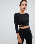 Club L Cut Out Side Crop Top With Open Back - Black