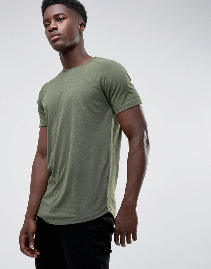 Jack & Jones Core Longline T-shirt With Curved Hem - Green