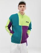 Fila Roland Color Block Zip Through Sweat In Green - Green