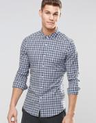 Asos Skinny Shirt In Multi Grid Check With Long Sleeves - Blue