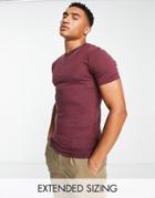 Asos Design Muscle Fit T-shirt With Crew Neck In Burgundy-red