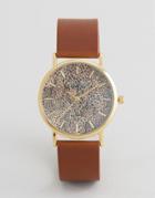 Reclaimed Vintage Leopard Leather Watch In Brown - Brown
