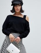 River Island Sweater With Asymmetric Shoulder In Black
