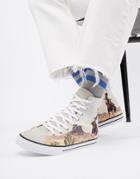Asos Design High Top Plimsolls With Western Print - White