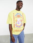 Asos Design Oversized T-shirt With Ibiza Amnesia Print In Yellow