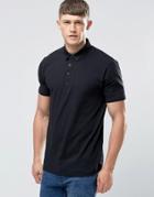 Asos Smart Polo Shirt With Woven Collar - Black