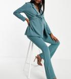 Asos Design Maternity Jersey Wrap Suit Blazer In Sage-green