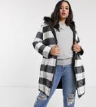 Simply Be Reversible Padded Jacket In Black And White Check