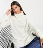 Vero Moda Tall Wool Mix Longline Sweater With Turtle Neck In Cream-white