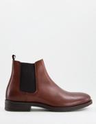 Jack & Jones Leather Chelsea Boots In Brown