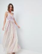 Needle & Thread Maxi Dress With Embellishment And Frill Neck Detail - Multi