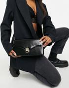 Reiss Olivia Crossbody Bag In Patent Black