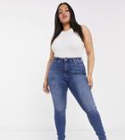 Vero Moda Curve Skinny Jeans With High Waist In Indigo-black