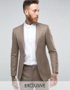 Number Eight Savile Row Skinny Suit Jacket - Beige
