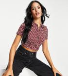Asos Design Tall Jersey Retro Crop Suit Jacket In Geo Print-multi