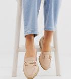 Asos Design Wide Fit Vapor Snaffle Loafer In Beige - Beige