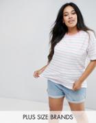 Asos Curve T-shirt In Candy Stripe - Multi