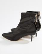 Miss Selfridge Zip Detail Pointed Toe Kitten Boot - Black