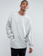 Asos Oversized Long Sleeve T-shirt With Woven Cut And Sew Panels - Blue