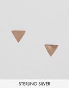 Asos Rose Gold Plated Sterling Silver 10mm Flat Minimal Triangle Stud Earrings - Copper