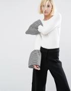 Style Mafia Locka Stripe Volume Cuff Top - White