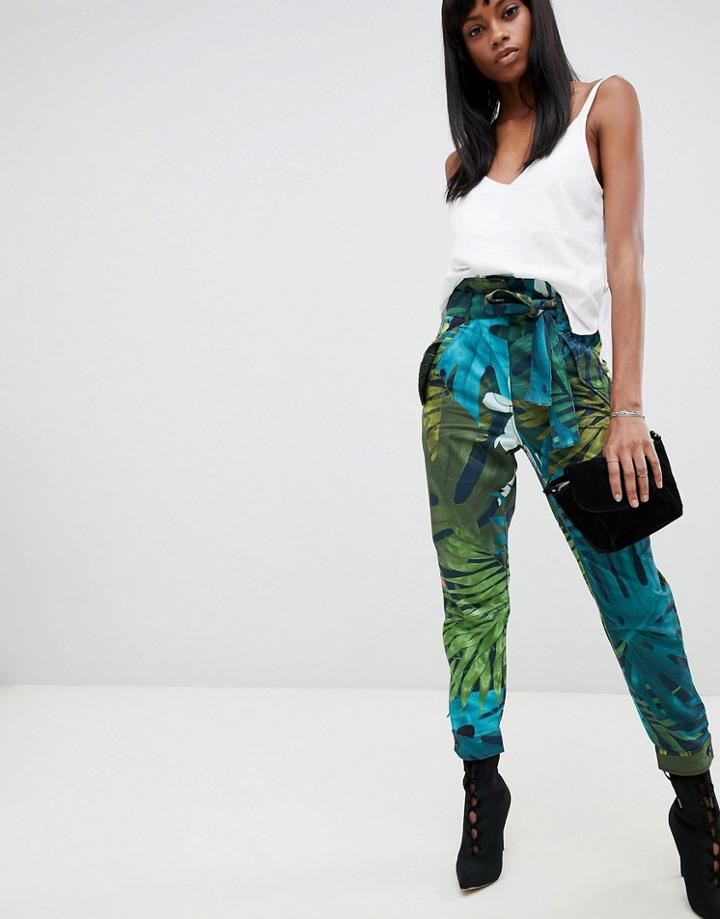 G-star Rovic Paperbag Waist Pants With Tropical Print - Multi