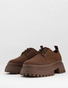 Asos Design Chunky Sole Shoe In Brown Faux Suede