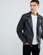 Allsaints Leather Biker Jacket In Black - Black