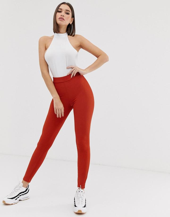 Asos Design Legging In Textured Crinkle-beige