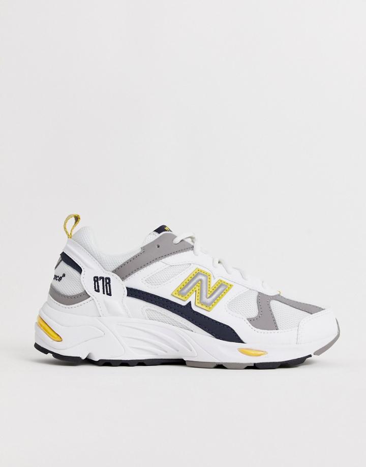 New Balance 878 White Yellow Chunky Sneakers - White