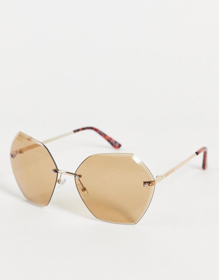River Island Oversized Hexagonal Sunglasses In Brown