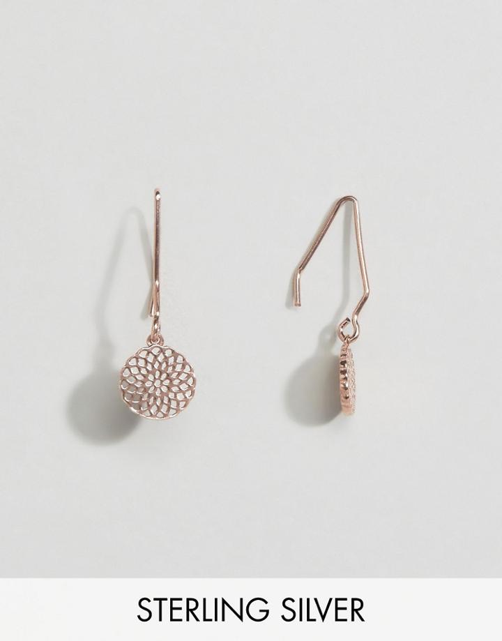 Asos Rose Gold Plated Sterling Silver Filigree Through Earrings - Copp
