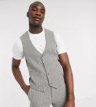 Asos Design Tall Wedding Super Skinny Suit Vest In Gray Wool Blend Micro Houndstooth