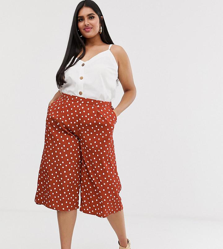 Simply Be Culottes In Rust With White Polka Dots-multi