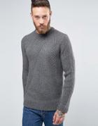 Asos Sweater In Wool Mix With Mixed Ribs - Gray