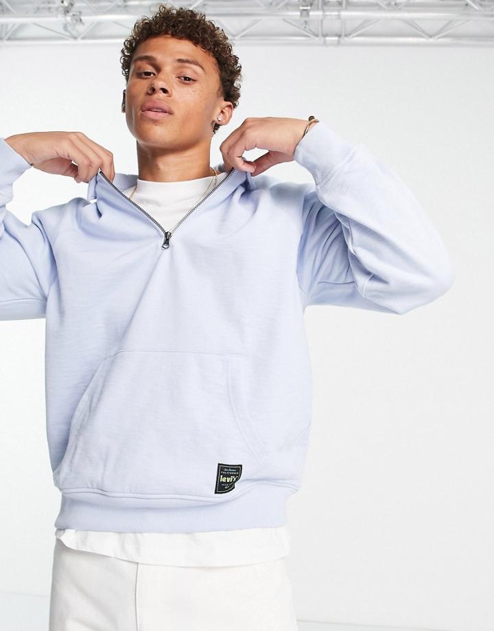 Levi's Rugby Half Zip Sweatshirt In Light Blue