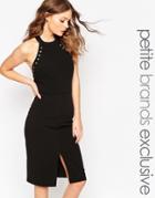 True Decadence Petite Halter Pencil Dress With Eyelet Detail - Black