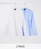 Asos Design 2 Pack Stretch Slim Fit Shirt-multi