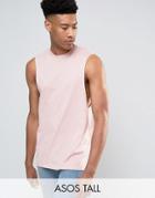 Asos Tall Sleeveless T-shirt With Dropped Armhole In Pink - Pink