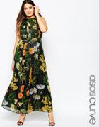 Asos Curve Maxi Dress In Botanical Floral - Multi
