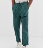 Asos Design Tall Relaxed Pants In Deep Green With Pocket Detail