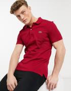 Lacoste Slim Fit Pique Polo In Burgundy-red