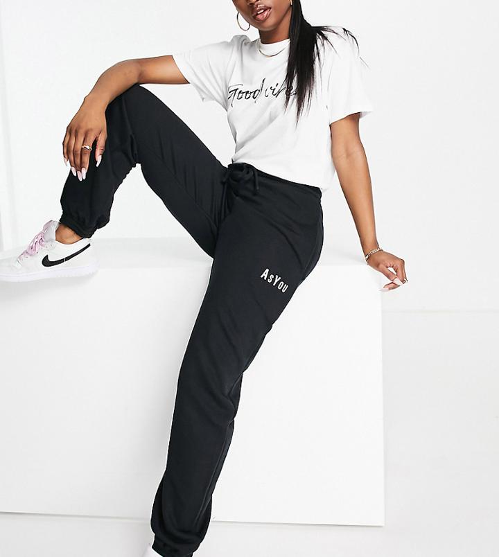 Asyou Branded Sweatpants In Black