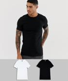 Asos Design 2 Pack Organic Muscle Fit Crew Neck T-shirt Neck Save-multi