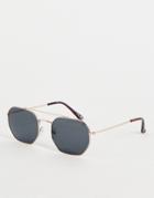 Svnx Gold And Black Aviator Sunglasses