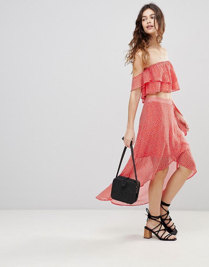 Crescent Polka Dot Skirt And Top Co-ord - Red