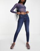 River Island Amelie Mid Rise Jean In Dark Denim-blues
