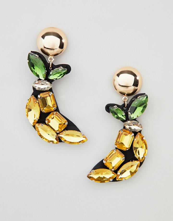 Asos Design Bananas About You Drop Earrings - Gold