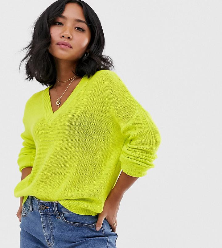 Brave Soul Petite Kansas V-neck Sweater-green