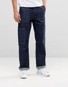 Asos Straight Jeans With Cargo Detail In Indigo - Indigo